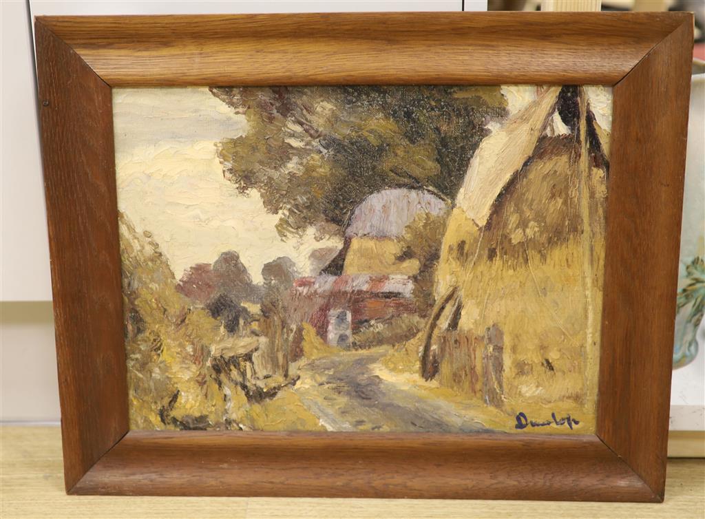 Ronald Ossory Dunlop (1894-1973), oil on canvas, Farm scene, signed, 30 x 40cm